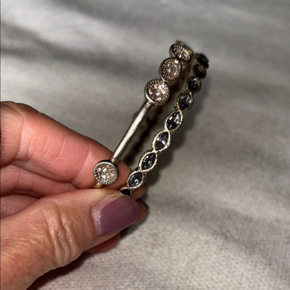 Elegant Silver and Black Bracelet Set